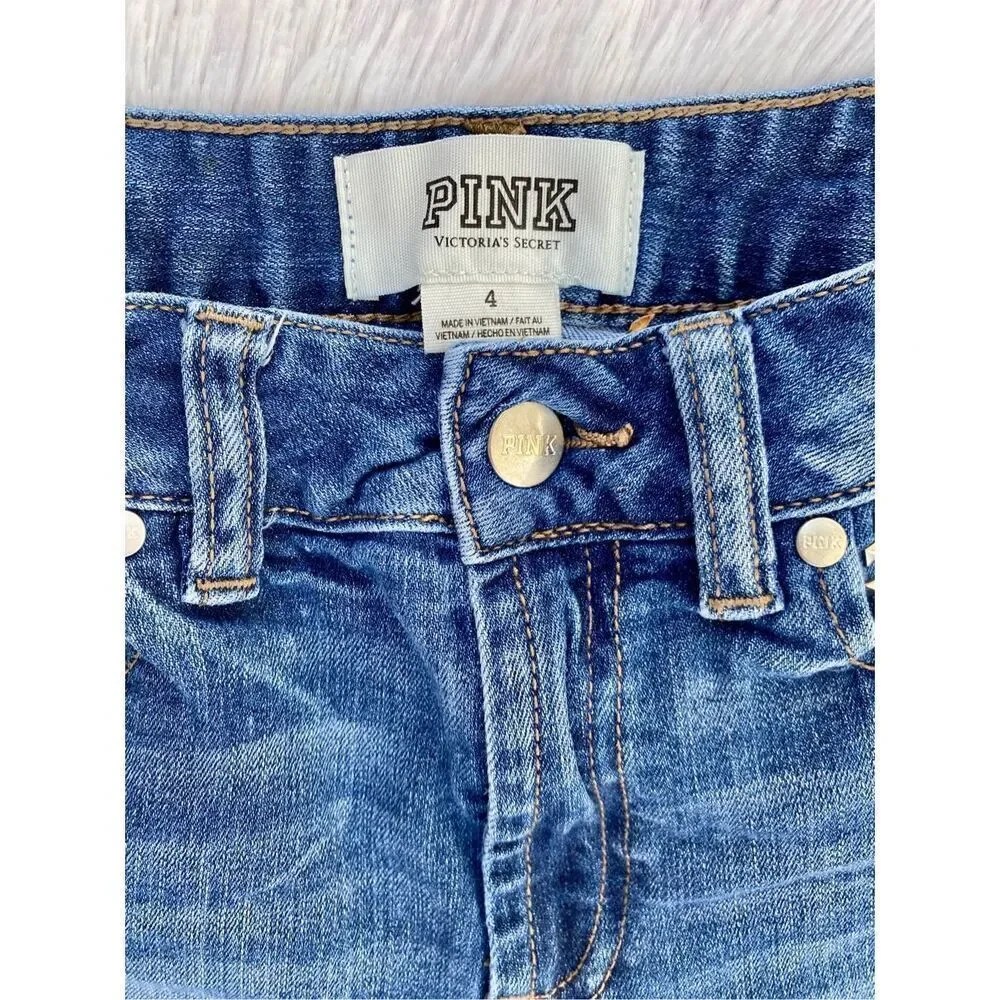 Victoria’s Secret Pink SZ 4 Cheeky High-Rise Denim Factory Distressed Sh… - Picture 4 of 11
